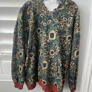 Natural Life Floral Print Hooded Sweatshirt with Contrast Hem